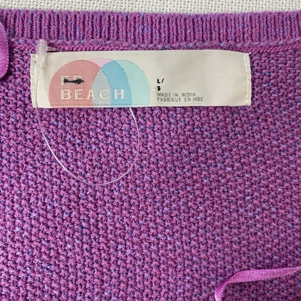 Free People Beach Purple Knit V-Neck Tie Strap Sweater Tank‎ Top Women's Large